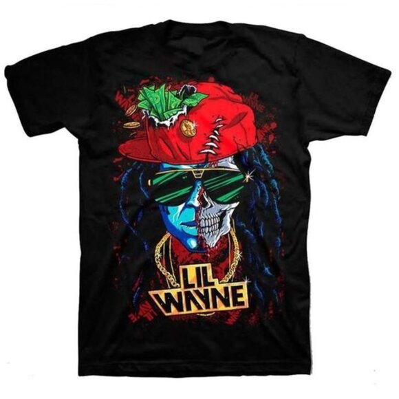 Lil Wayne Half Skull Men's T-Shirt - Picture 1 of 4